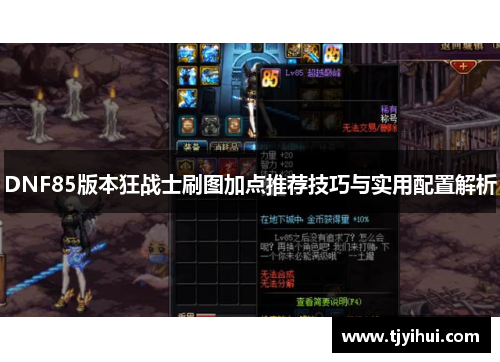 DNF85版本狂战士刷图加点推荐技巧与实用配置解析